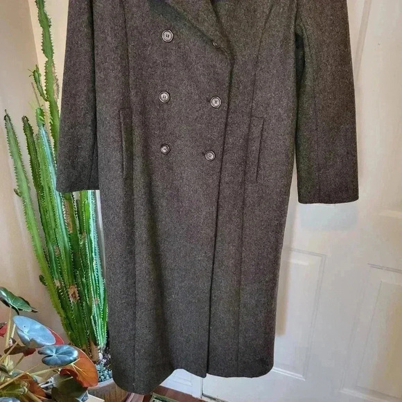 Levine Classics Gorgeous Dark Grey 100% Wool Long Trench Coat, Size 14 RN38843 - Picture 5 of 12